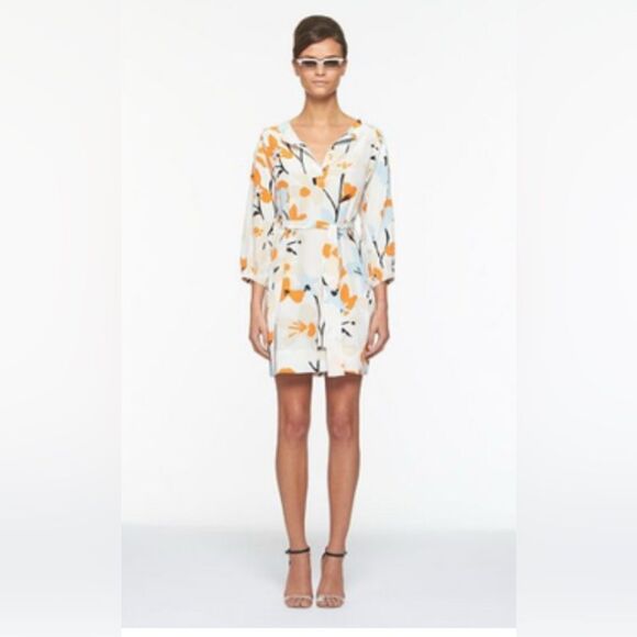 Diane Von Furstenberg Julieta Mini Dress, Floral, Silk, Size 2 - Picture 1 of 8